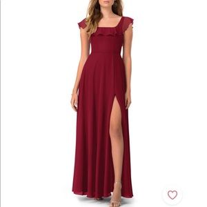 Red full length dress